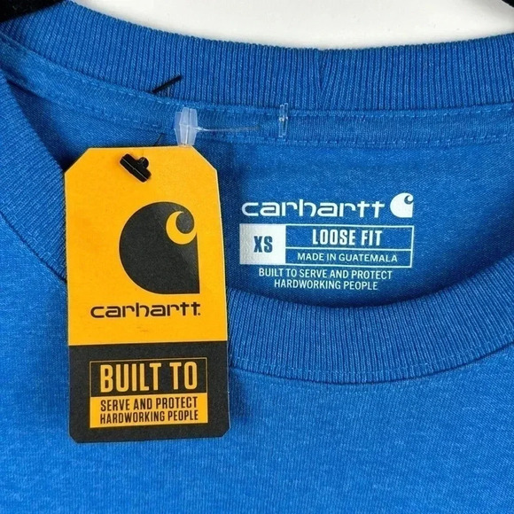 CARHARTT BLUE SZ SM LOOSE FIT HEAVYWEIGHT NWT SHORT SLEEVE TEE FRONT POCKET - Picture 3 of 5